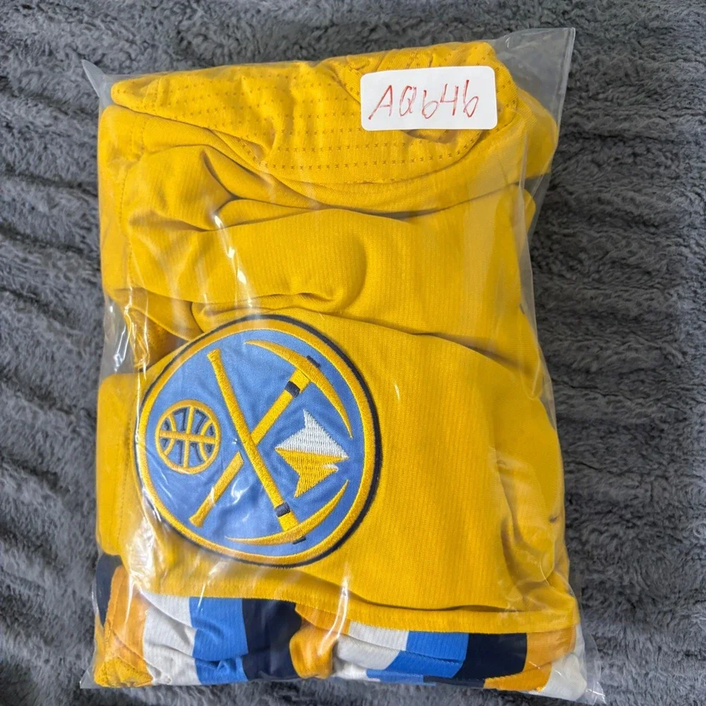 Adidas Denver Nuggets NBA Basketball Game Shorts 12-13 Yellow Team Issued 6XL +4